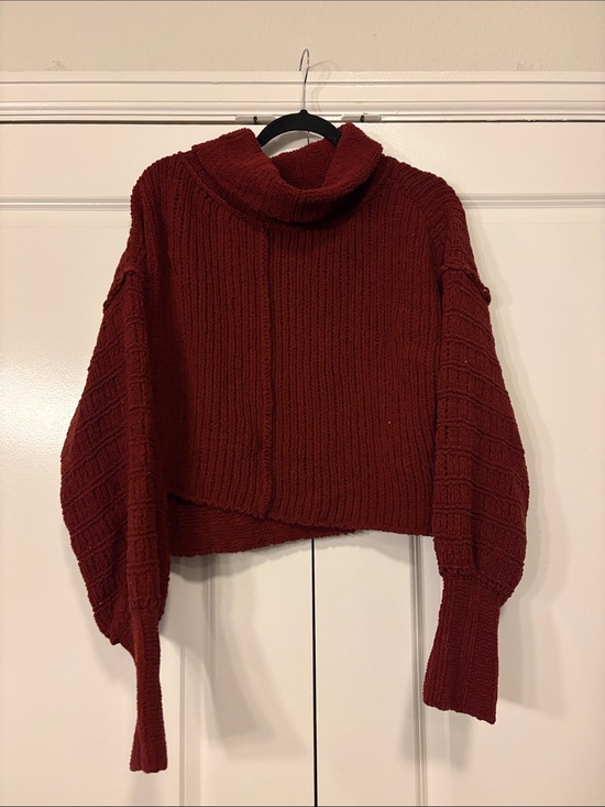 Free People Sweaters - Free People Chunky Cowl Neck Sweater - Burgundy